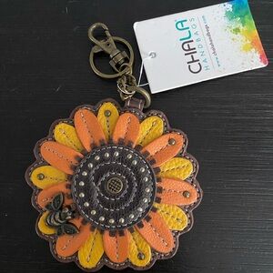 Chala Sunflower Keychain/Coin Purse- Orange and Yellow
